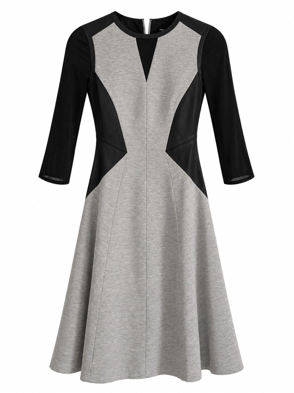 Karen Millen Grey and Black Fit-and-Flare Dress
